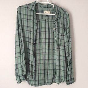 Teal Plaid Button Down